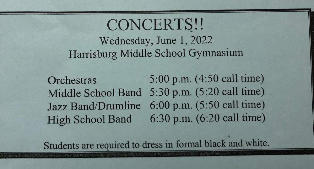 Concerts! Harrisburg Middle School